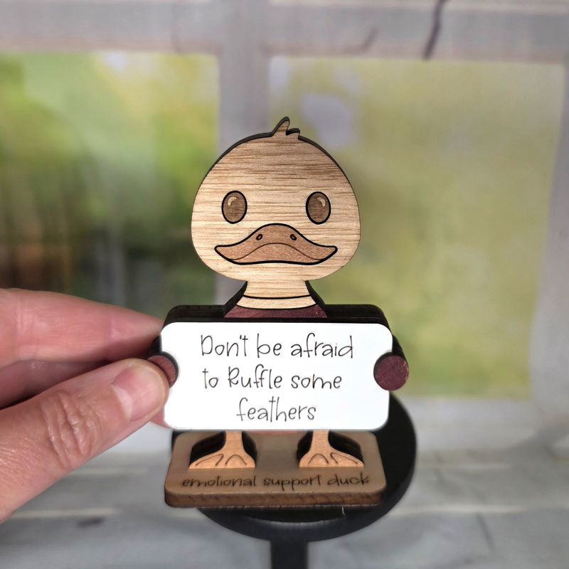 Emotional Support Duck — Personalized Laser Cut Hardwood Figurine