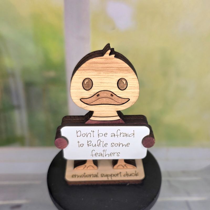 Emotional Support Duck — Personalized Laser Cut Hardwood Figurine