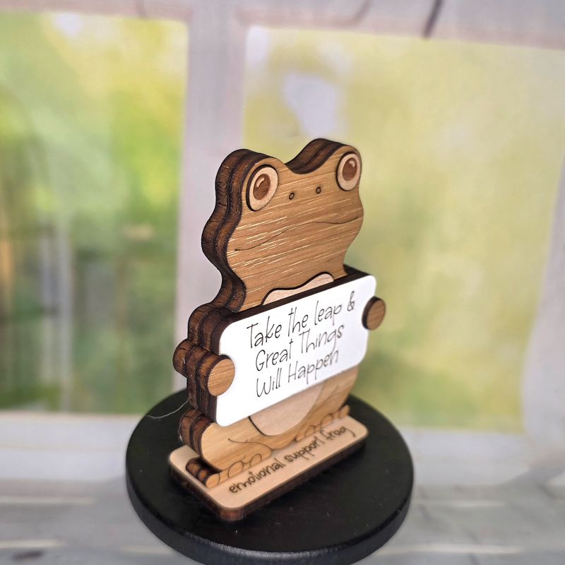Emotional Support Frog — Personalized Laser Cut Hardwood Figurine