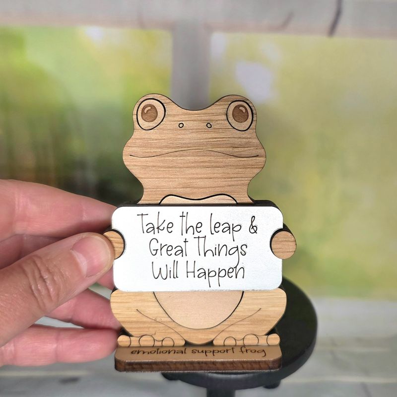 Emotional Support Frog — Personalized Laser Cut Hardwood Figurine
