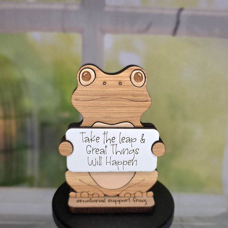 Emotional Support Frog — Personalized Laser Cut Hardwood Figurine