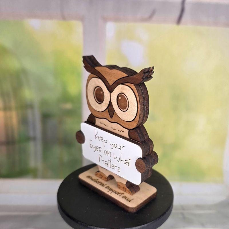 Emotional Support Owl — Personalized Laser Cut Hardwood Figurine