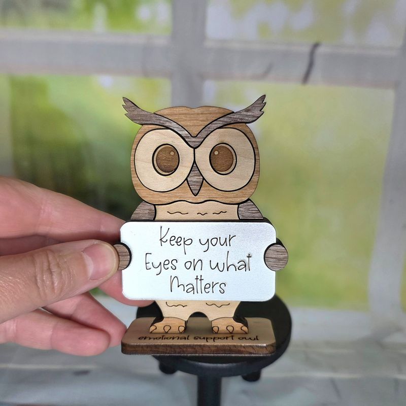 Emotional Support Owl — Personalized Laser Cut Hardwood Figurine