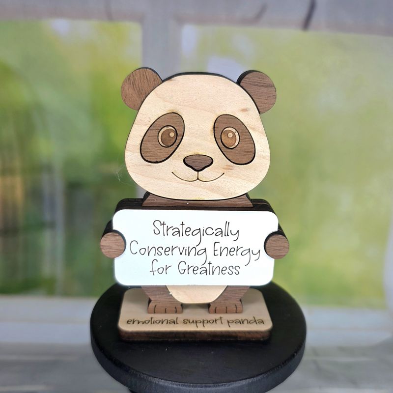 Emotional Support Panda — Personalized Laser Cut Hardwood Figurine