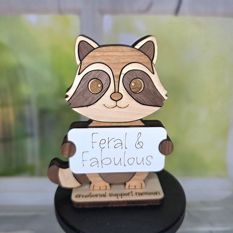 Emotional Support Raccoon — Personalized Laser Cut Hardwood Figurine