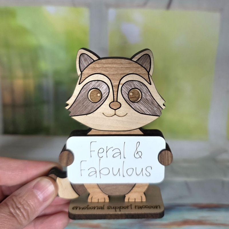 Emotional Support Raccoon — Personalized Laser Cut Hardwood Figurine