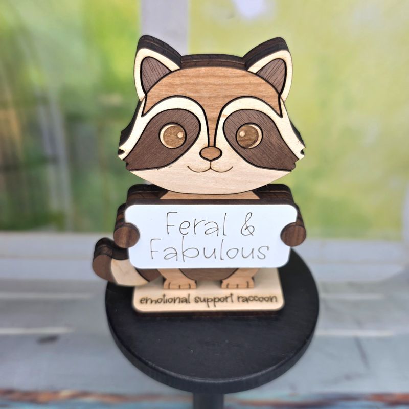 Emotional Support Raccoon — Personalized Laser Cut Hardwood Figurine