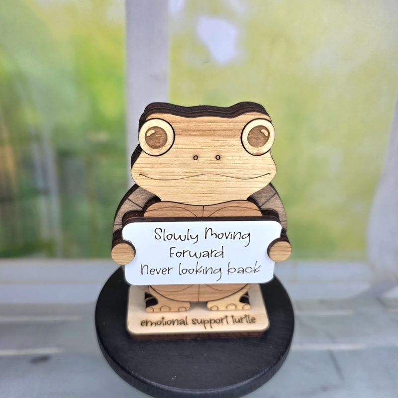 Emotional Support Turtle — Personalized Laser Cut Hardwood Figurine
