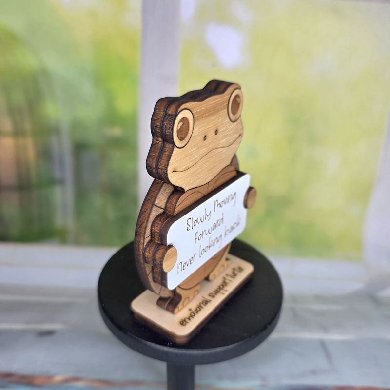 Emotional Support Turtle — Personalized Laser Cut Hardwood Figurine