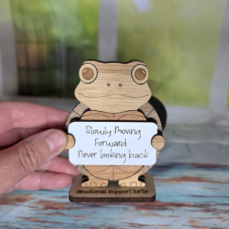 Emotional Support Turtle — Personalized Laser Cut Hardwood Figurine