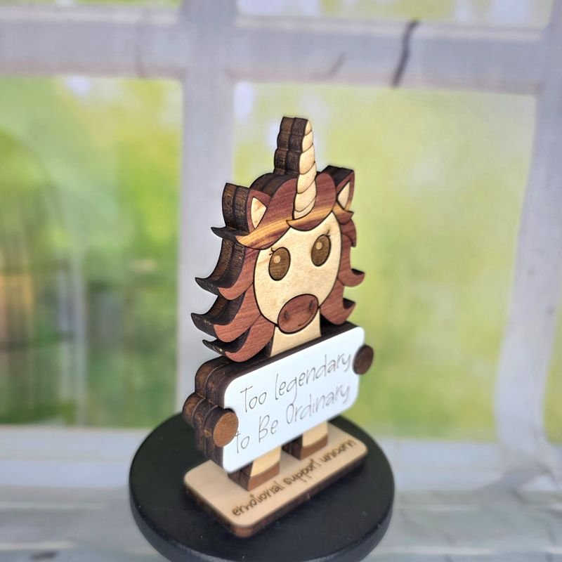 Emotional Support Unicorn — Personalized Laser Cut Hardwood Figurine