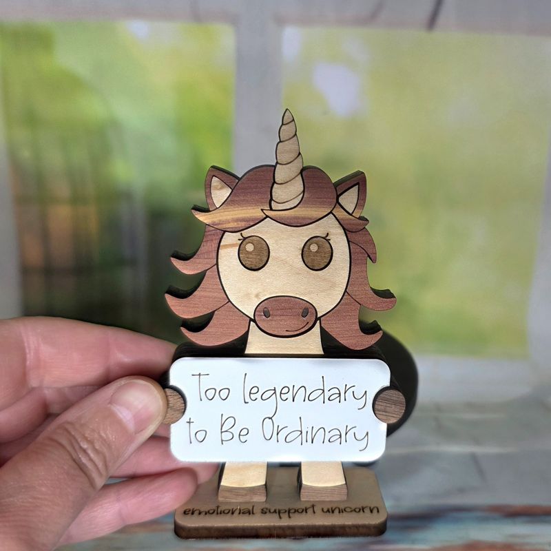 Emotional Support Unicorn — Personalized Laser Cut Hardwood Figurine