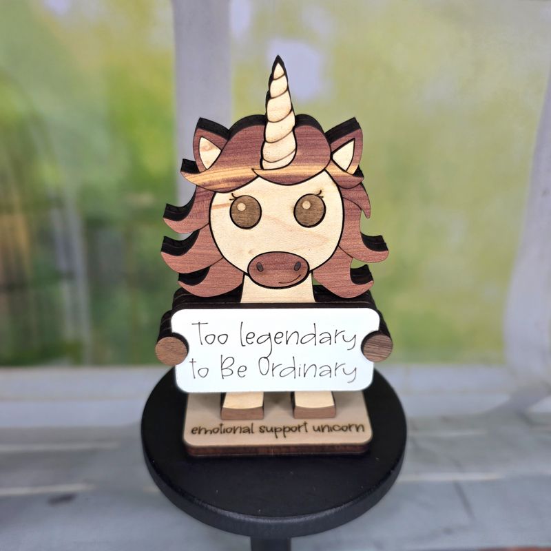 Emotional Support Unicorn — Personalized Laser Cut Hardwood Figurine