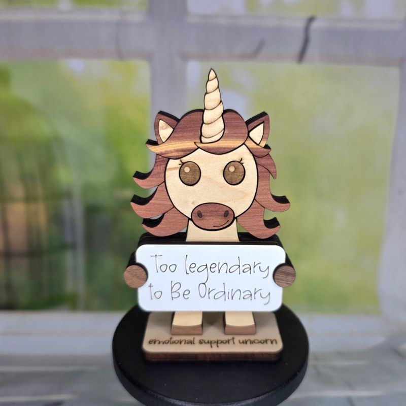 Emotional Support Unicorn — Personalized Laser Cut Hardwood Figurine