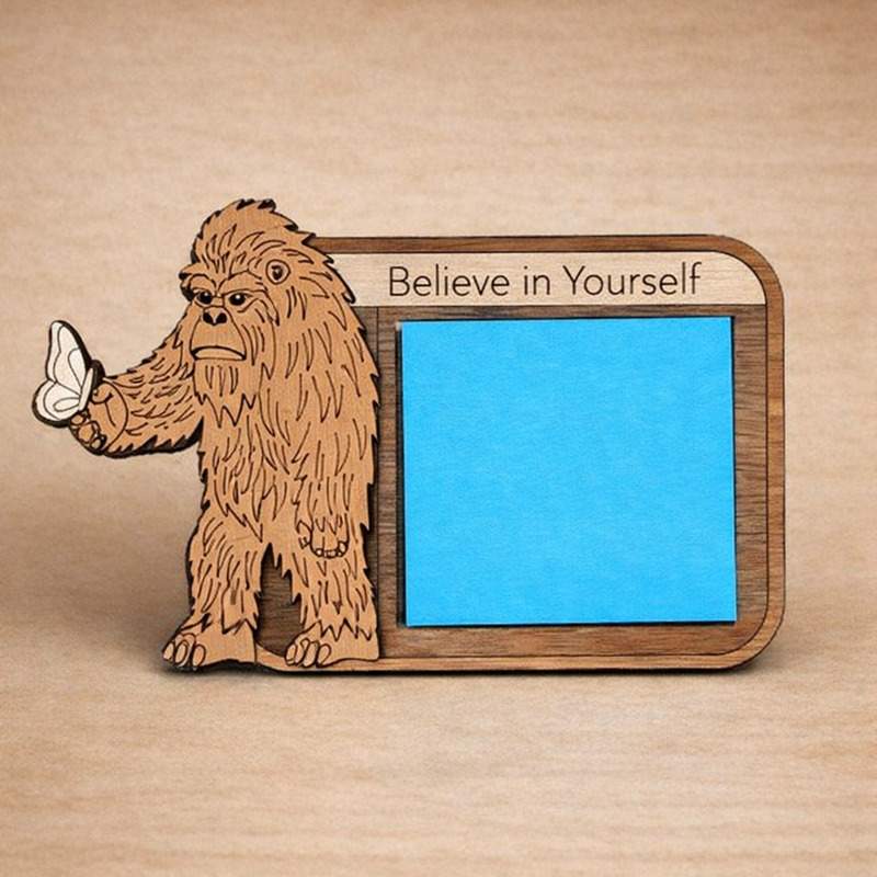 "Believe in Yourself" Bigfoot sticky note holder