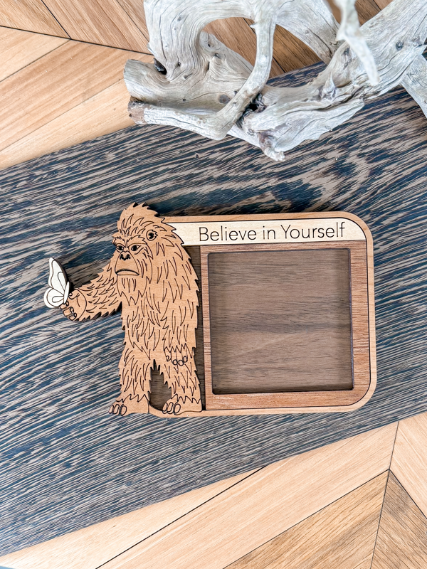 "Believe in Yourself" Bigfoot sticky note holder