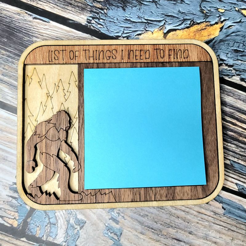 "List of Things I Need to Find" Bigfoot sticky note holder