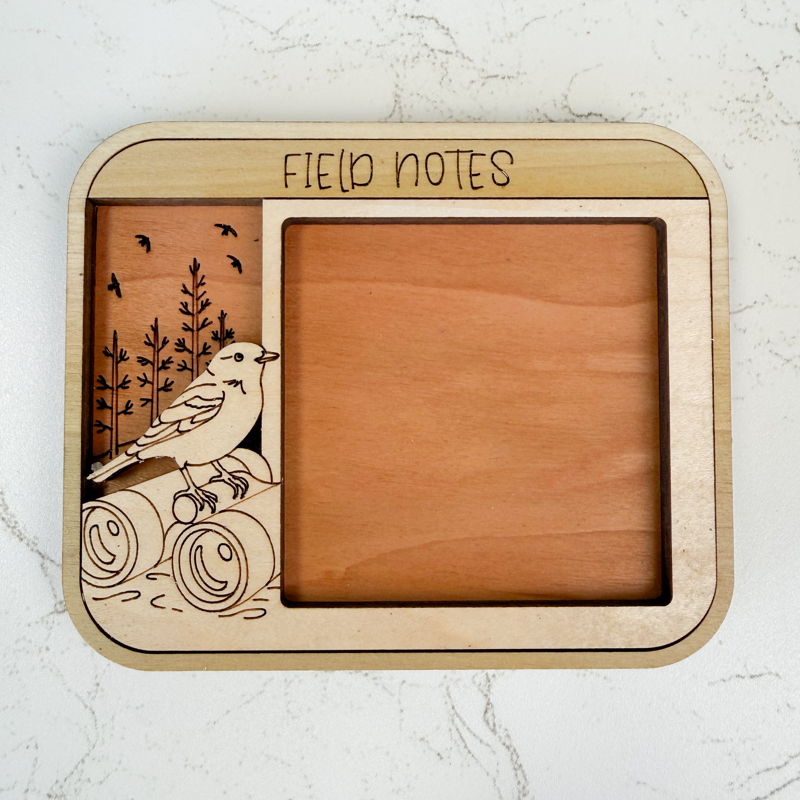 "Field Notes" birding sticky note holder