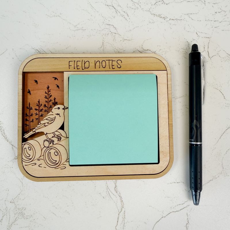 "Field Notes" birding sticky note holder