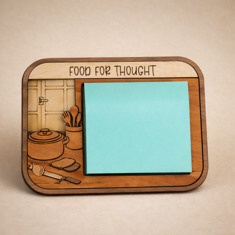 "Food for Thought" cooking sticky note holder