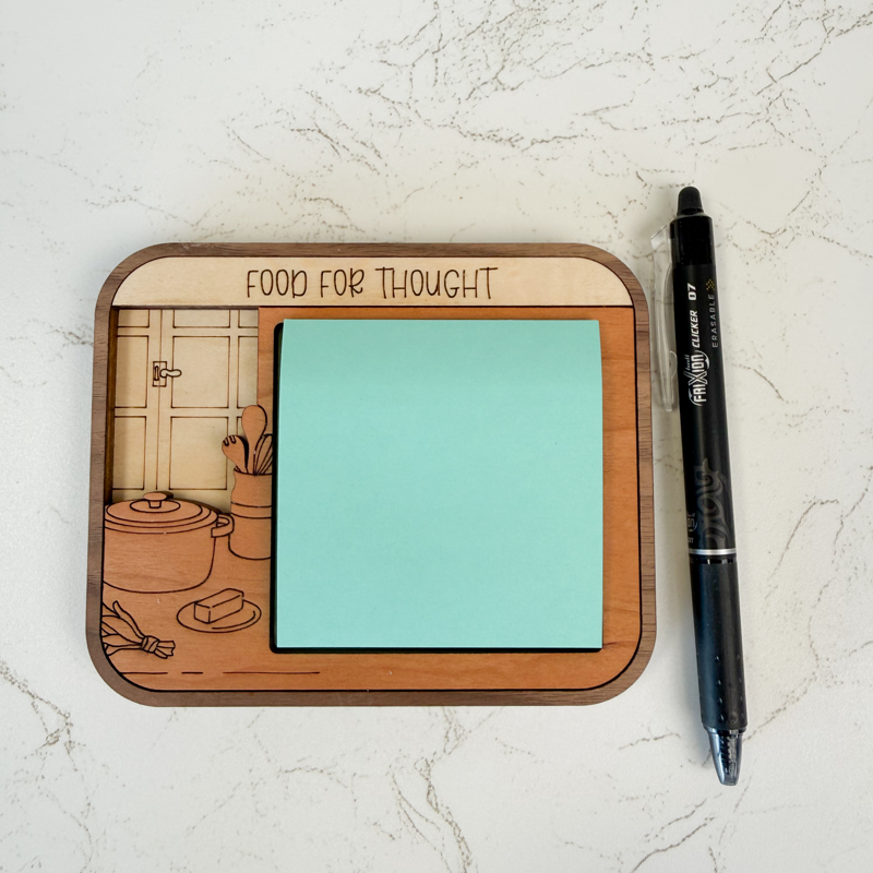 "Food for Thought" cooking sticky note holder