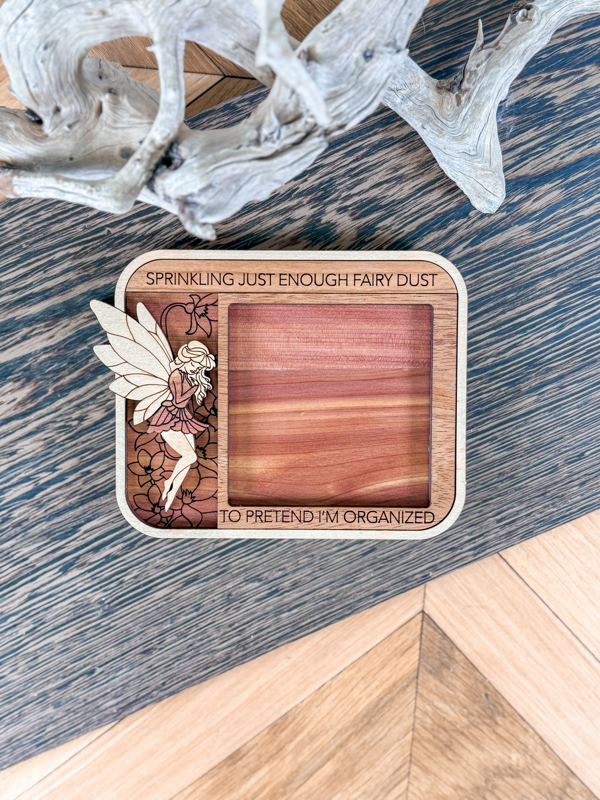 Fairy sticky note holder — personalized hardwood desk decor