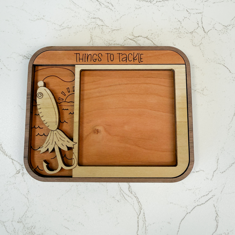 "Things to Tackle" fishing sticky note holder