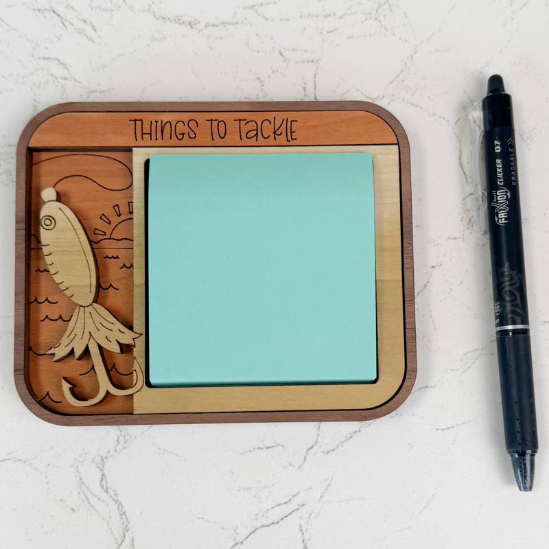 "Things to Tackle" fishing sticky note holder