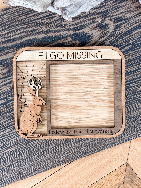 "If I Go Missing" Jackalope sticky note holder