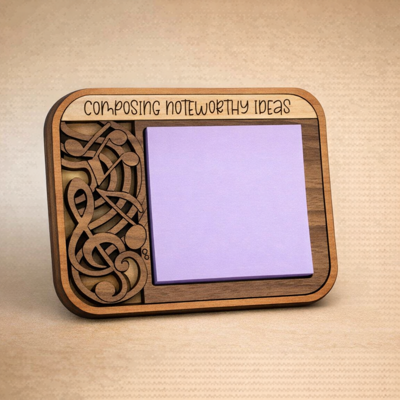 "Composing Noteworthy Ideas" music sticky note holder