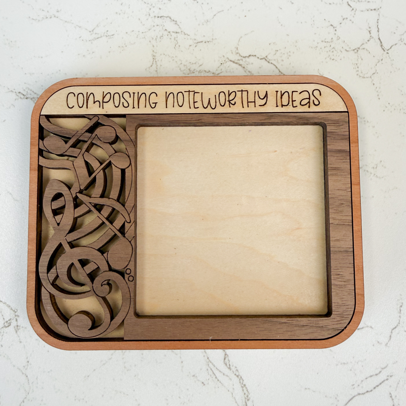 "Composing Noteworthy Ideas" music sticky note holder