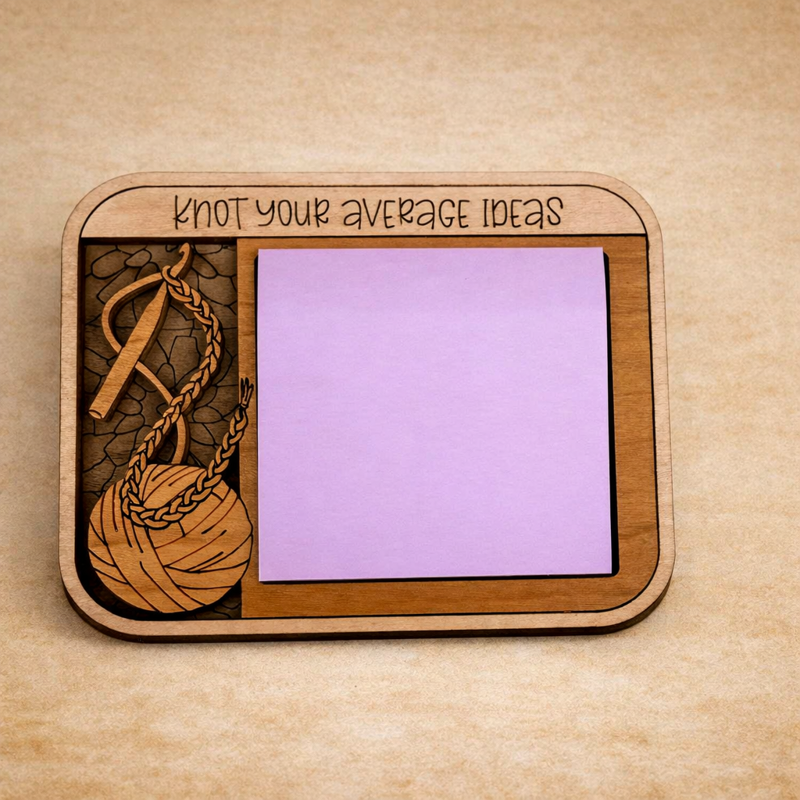 Laser-cut wood sticky note holders — hobby & funny designs