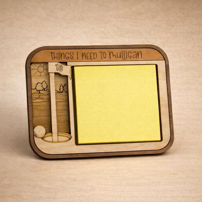 Laser-cut wood sticky note holders — hobby & funny designs