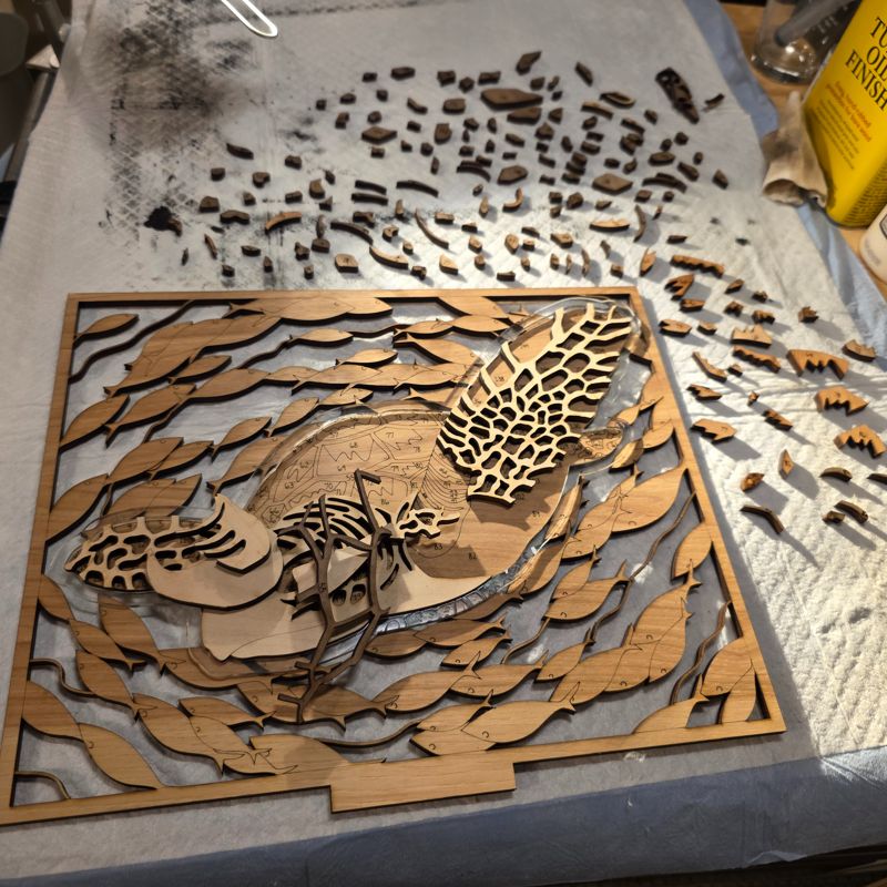 Sea Turtle Wood Quilt 🐢 — Layered Hardwood Ocean Art