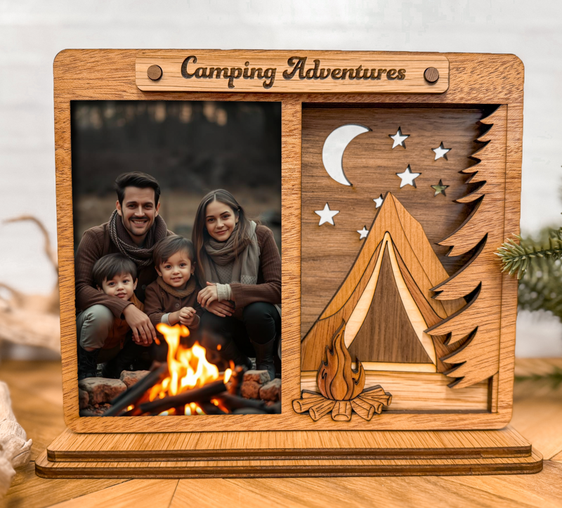 Camping Adventures – Tent Wood Photo Frame