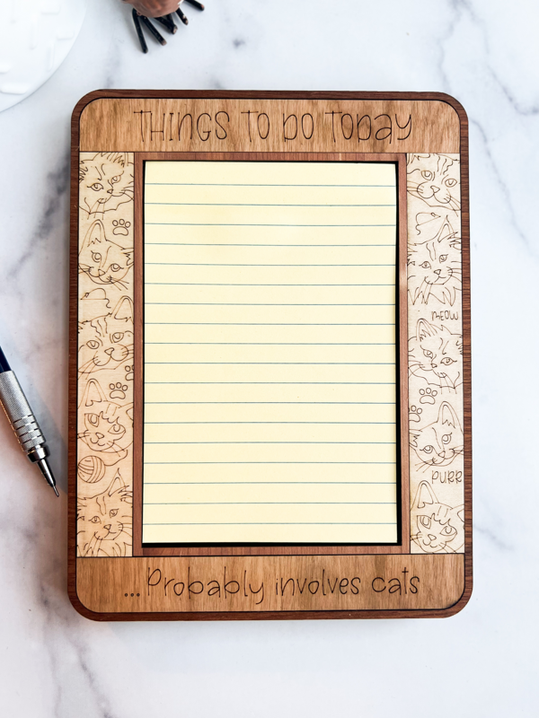 Cat Laser Engraved Notepad Holder 🐱