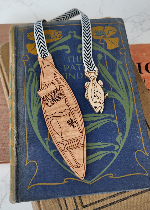 Fishing Bookmark β Laser-Engraved Wood π£
