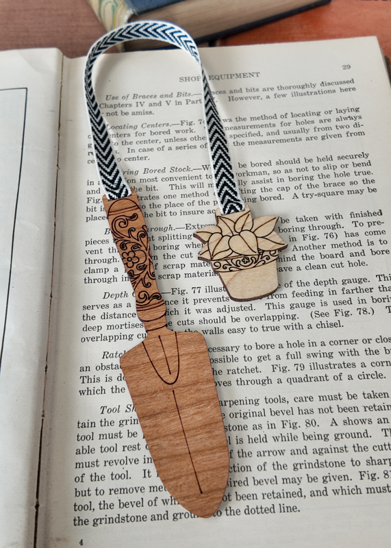 Garden Bookmark — Laser-Engraved Wood 🌱