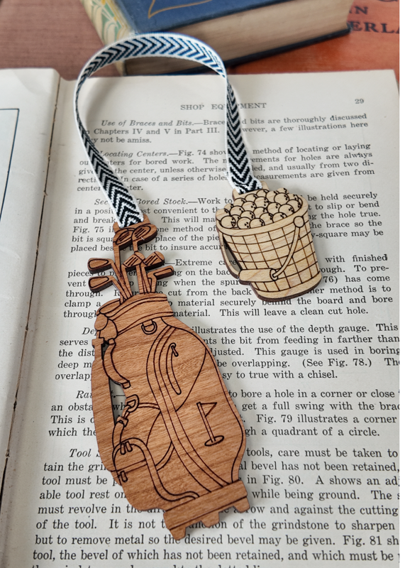 Golf Bookmark — Laser-Engraved Wood ⛳