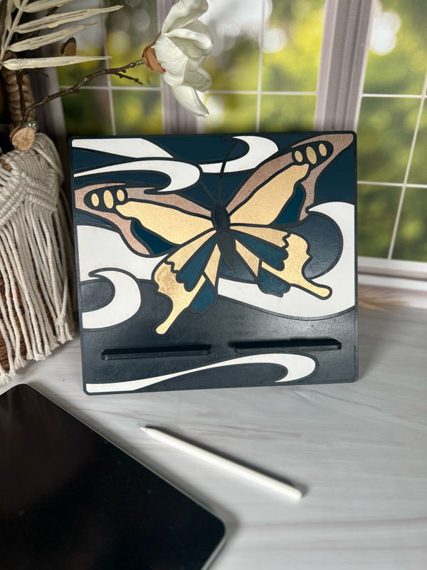 Butterfly Handcrafted Wooden Tablet Holder & Book Stand