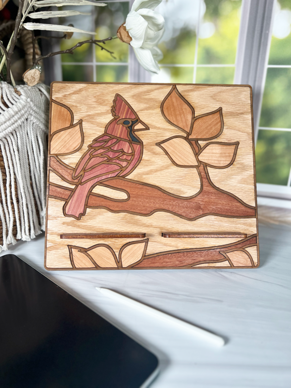 Cardinal Handcrafted Wooden Tablet Holder & Book Stand