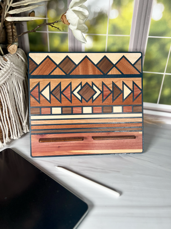 Southwest Quilt Handcrafted Wooden Tablet Holder & Book Stand