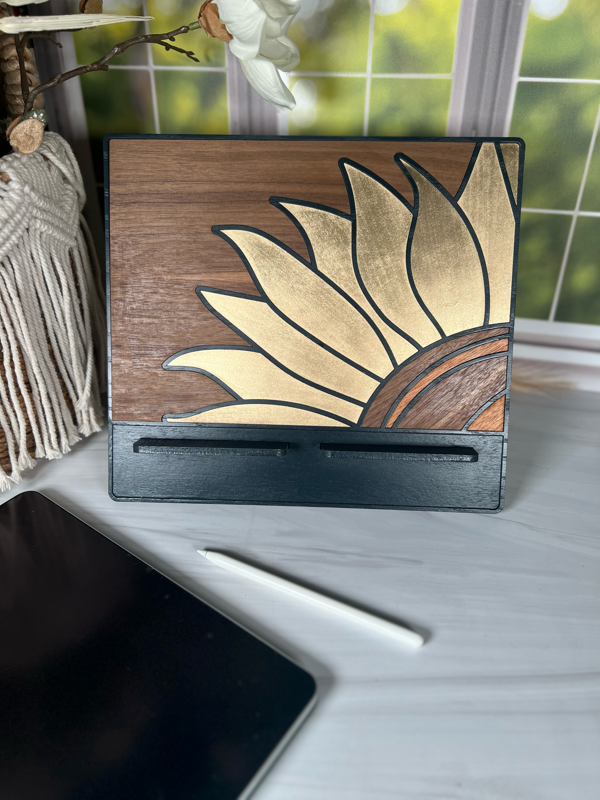 Sunflower Handcrafted Wooden Tablet Holder & Book Stand