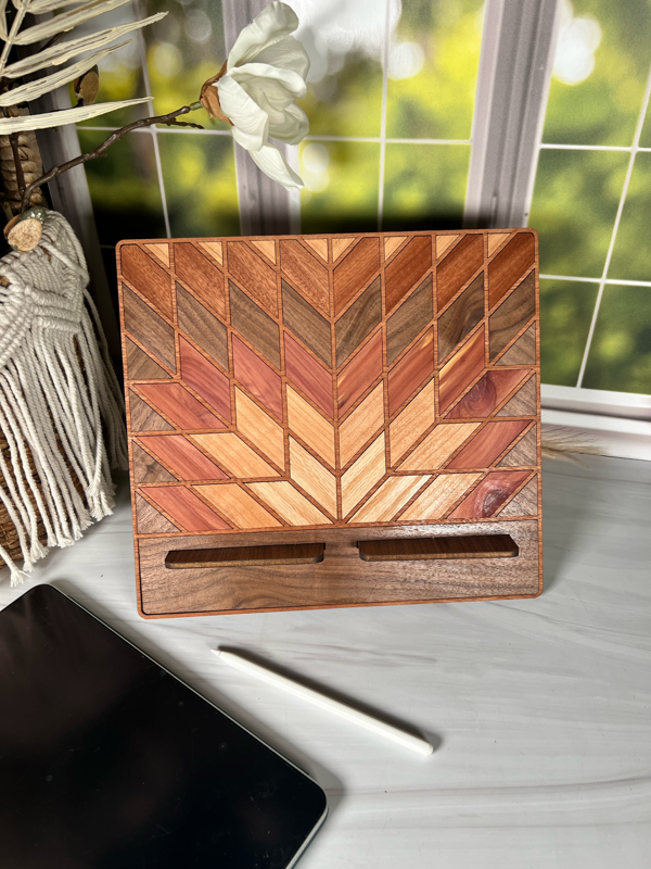 Traditional Quilt Handcrafted Wooden Tablet Holder & Book Stand