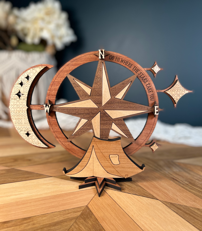 Compass Rose Celestial Shelf Sitter Sign
