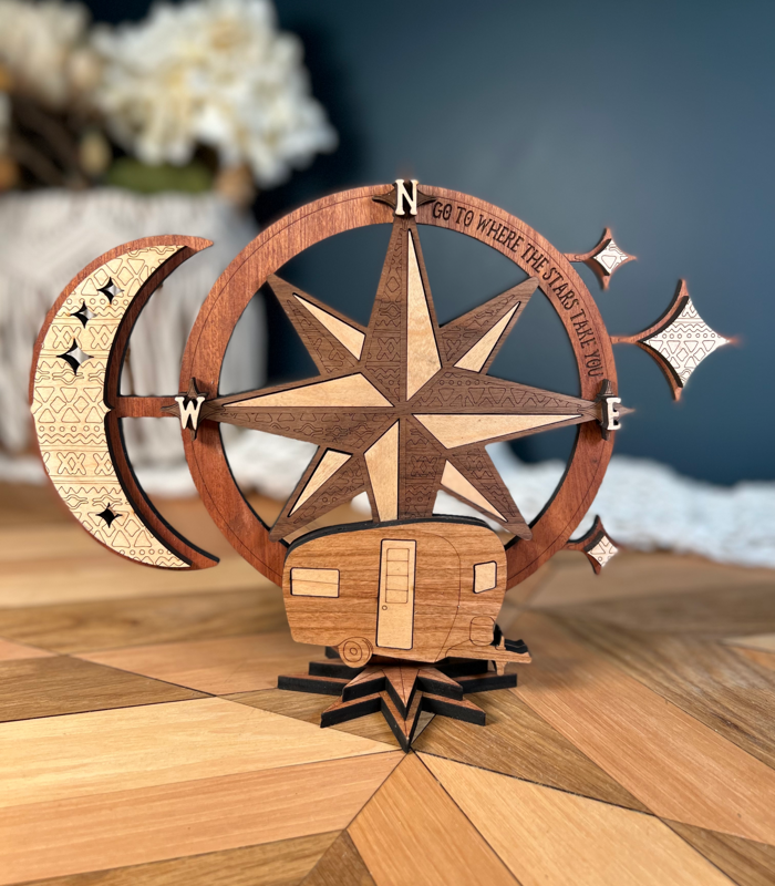 Compass Rose Celestial Shelf Sitter Sign