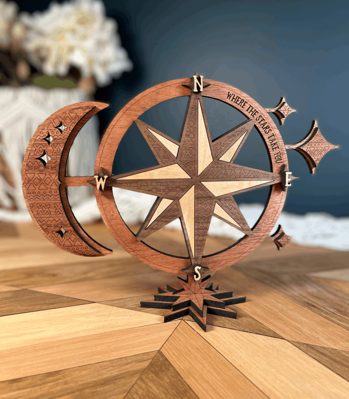 Compass Rose Celestial Shelf Sitter Sign