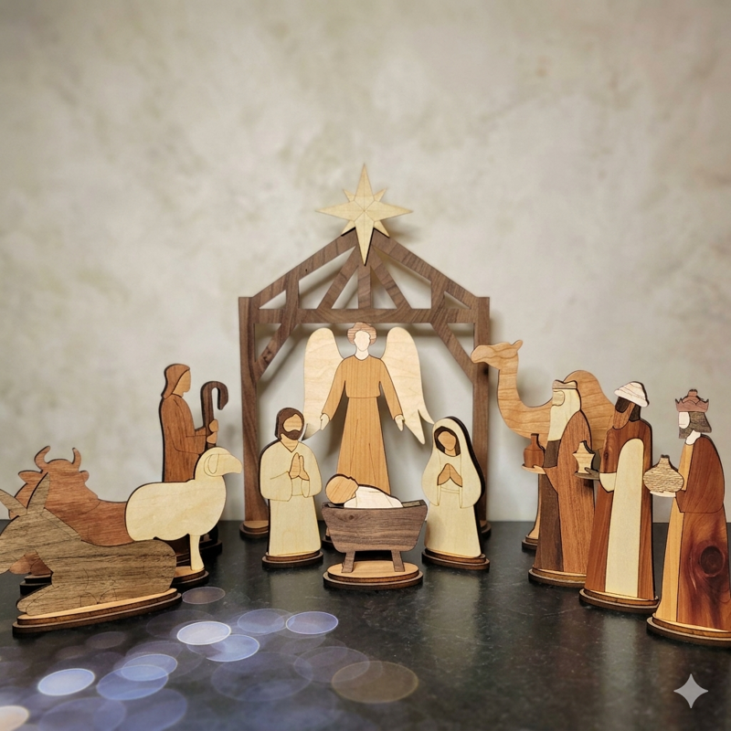 Handcrafted Heirloom Wooden Nativity Set π²β¨