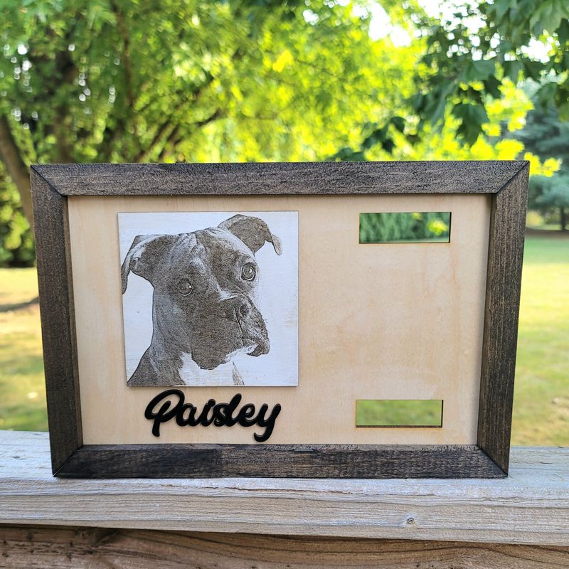 Laser engraved or UV-printed wood keepsake — a beautiful tribute to your beloved pet 🐾
