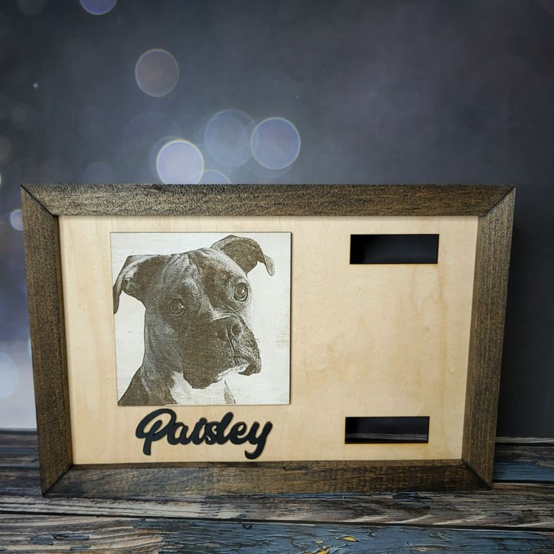 Laser engraved or UV-printed wood keepsake — a beautiful tribute to your beloved pet 🐾